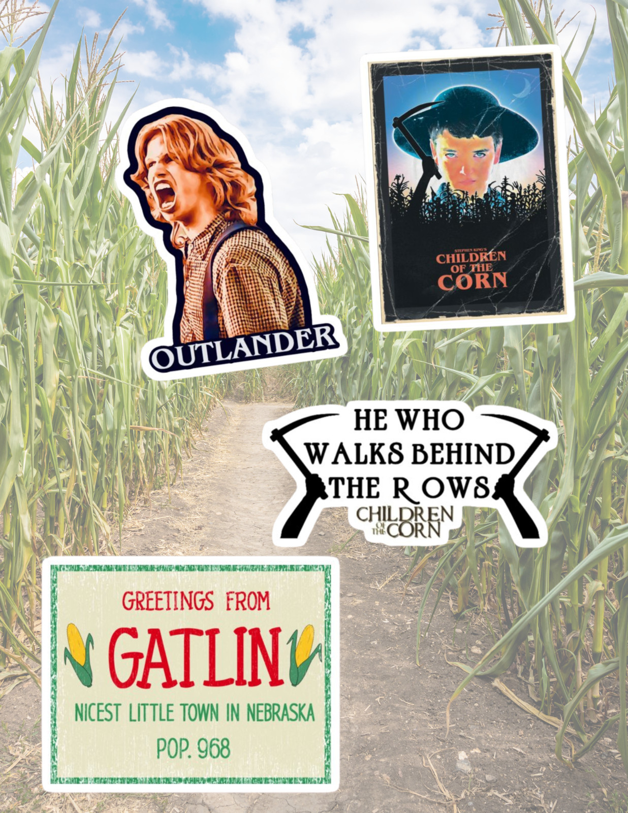 Children Of The Corn Horror Movie Stephen King 4pc Sticker Pack