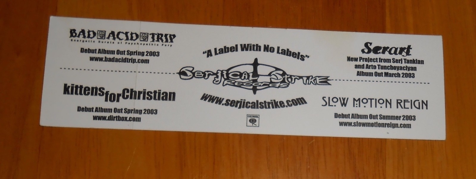 Serjical Strike Records Bumper Sticker Original Promo 6×1.75