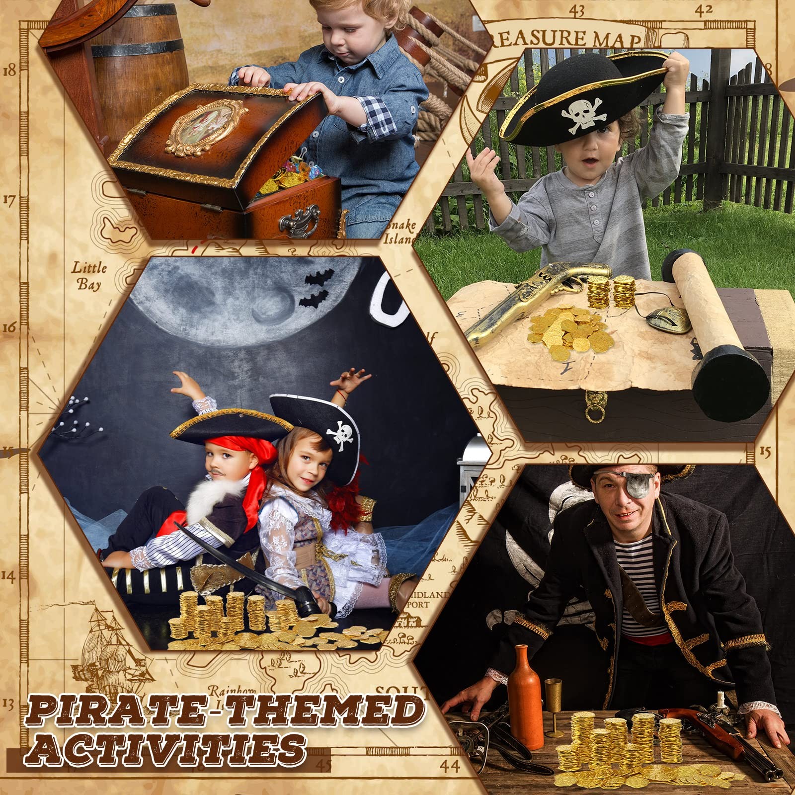 Hanaive 100 Pcs Metal Pirate Coins Treasure Chest Spanish Medium, Gold