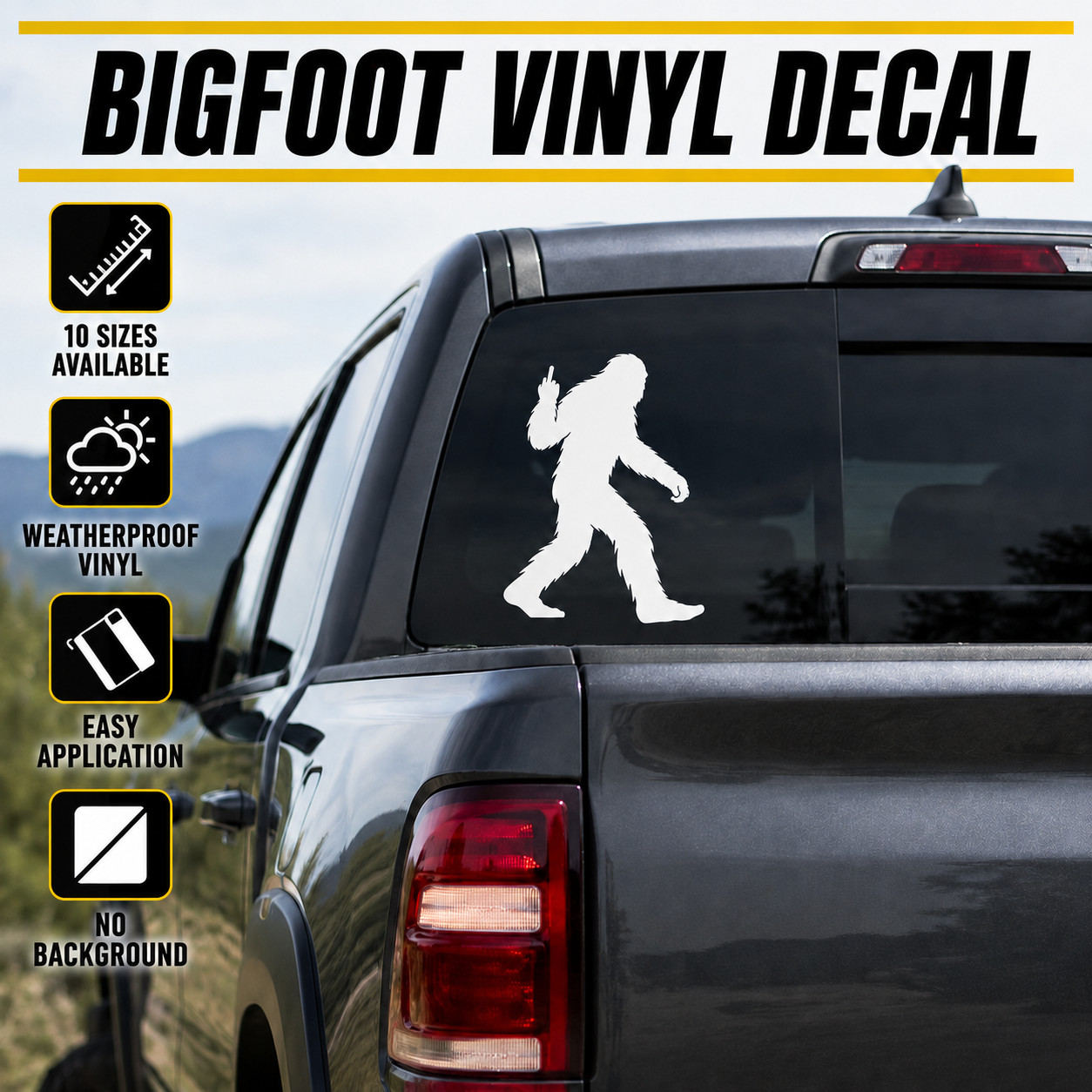 Bigfoot Middle finger big foot Vinyl Decal Window flip off Sasquatch Sticker