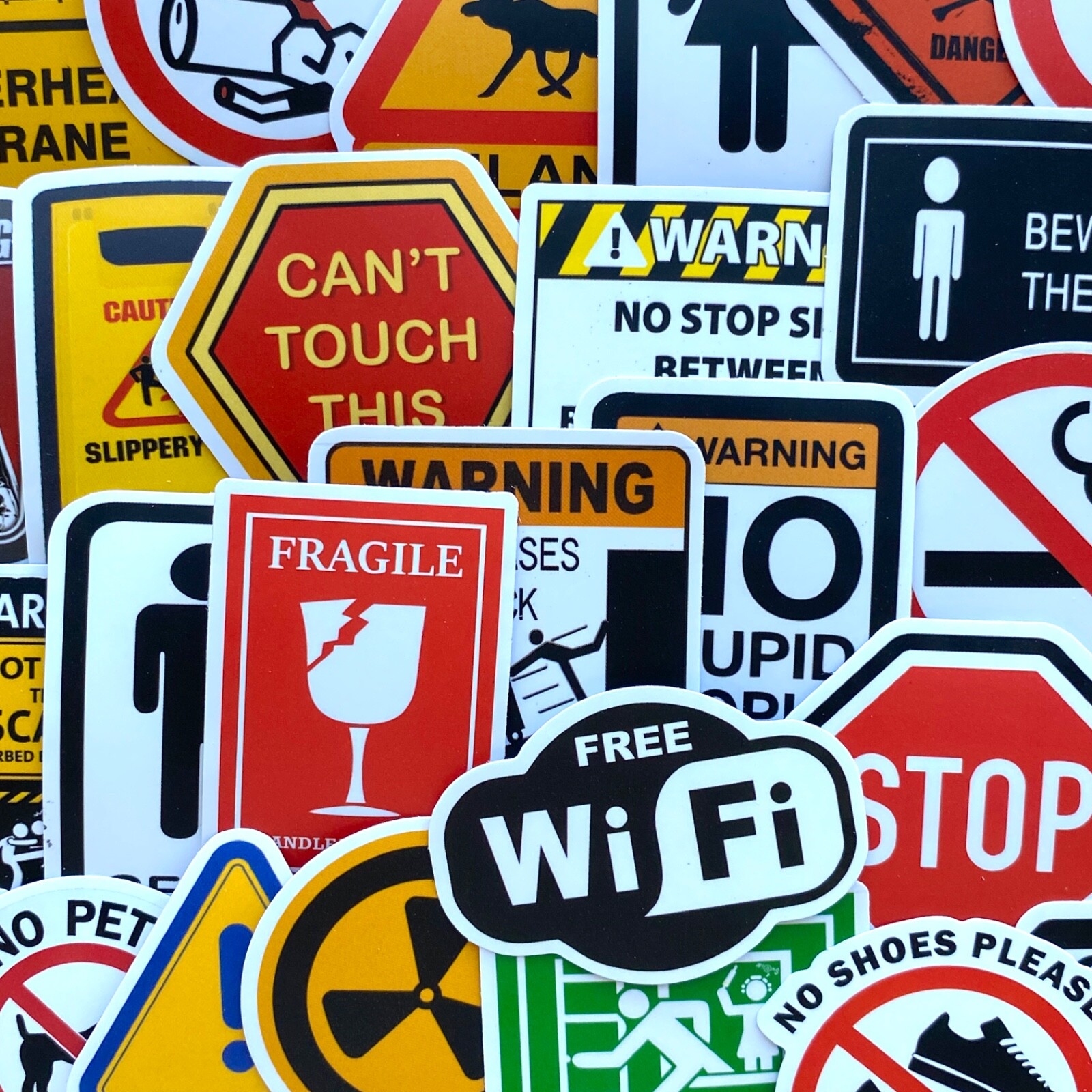 5-50 pcs Warning Signs Stickers, Graffiti Radiation Caution Waterproof Decals