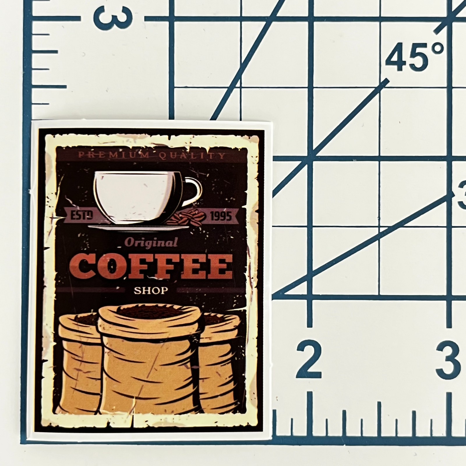 Original Coffee Shop Vintage Burlap Sack Vinyl Sticker Retro Cafe Mug Sign Art
