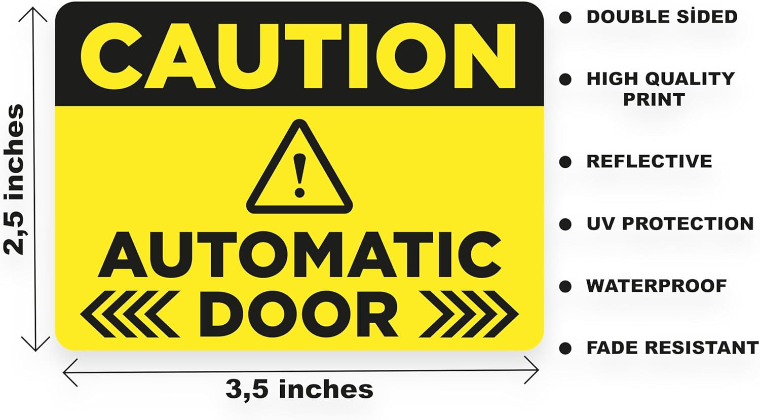 Caution Automatic Door Decals for Glass Door, 6 Pack 2.5"X3.5" Vinyl Decals Two-