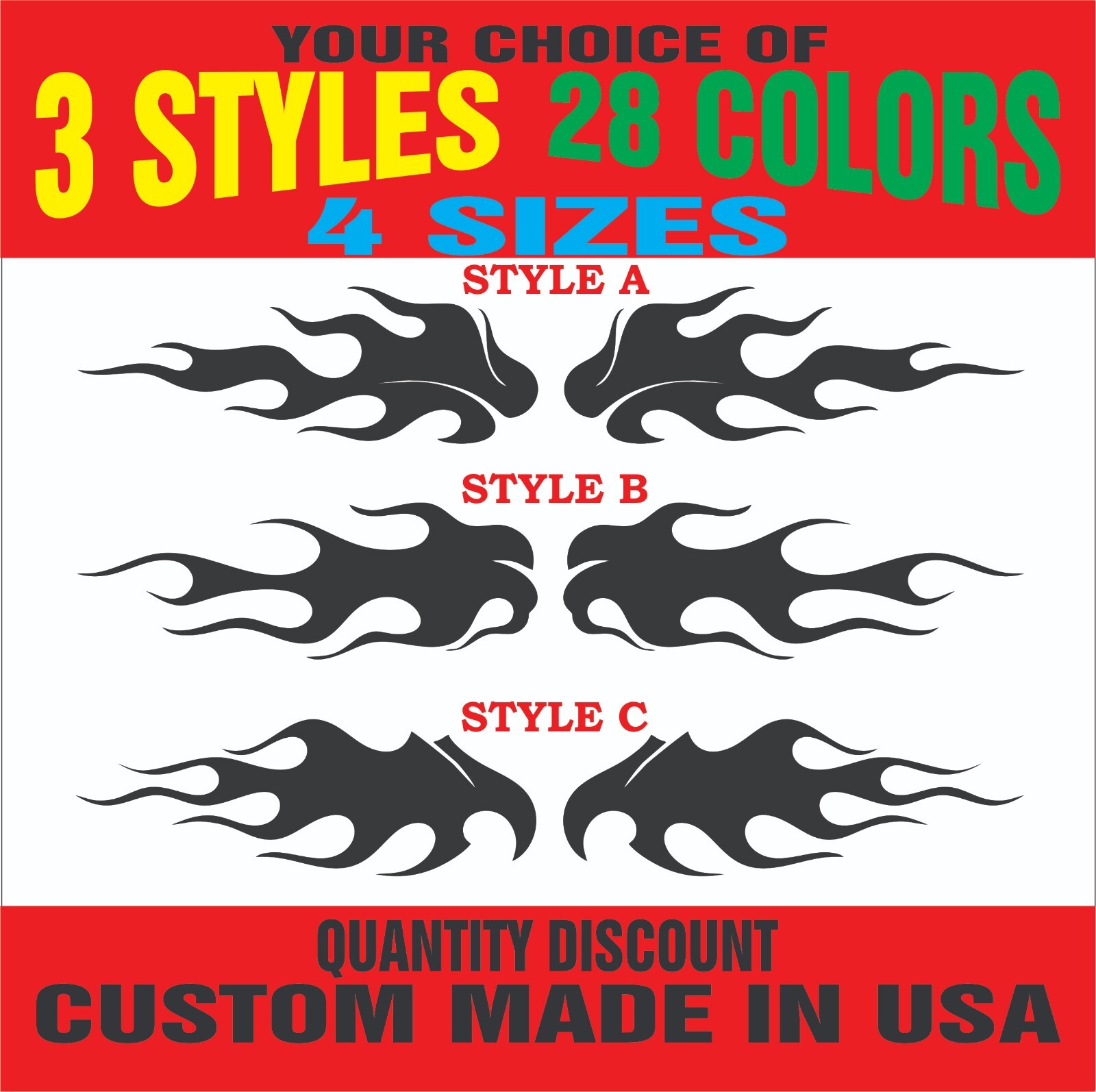 FLAME Vinyl Decal Car Sticker ENGINE FLAME FIRE DECAL 2 pc. (1 for each side)