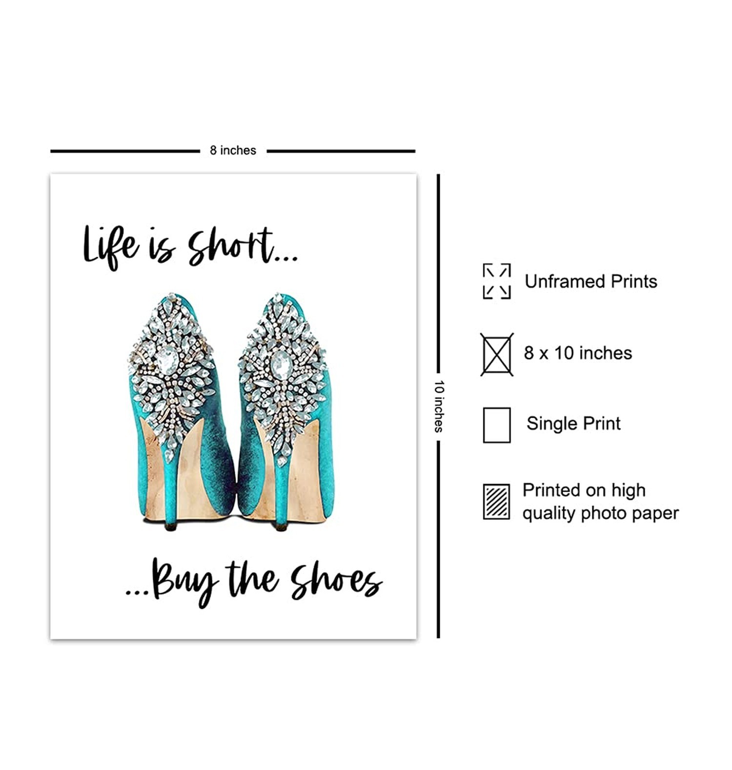 Life Is Short Buy The Shoes – Light Blue Designer Wall Decor – Glam Wall Deco…