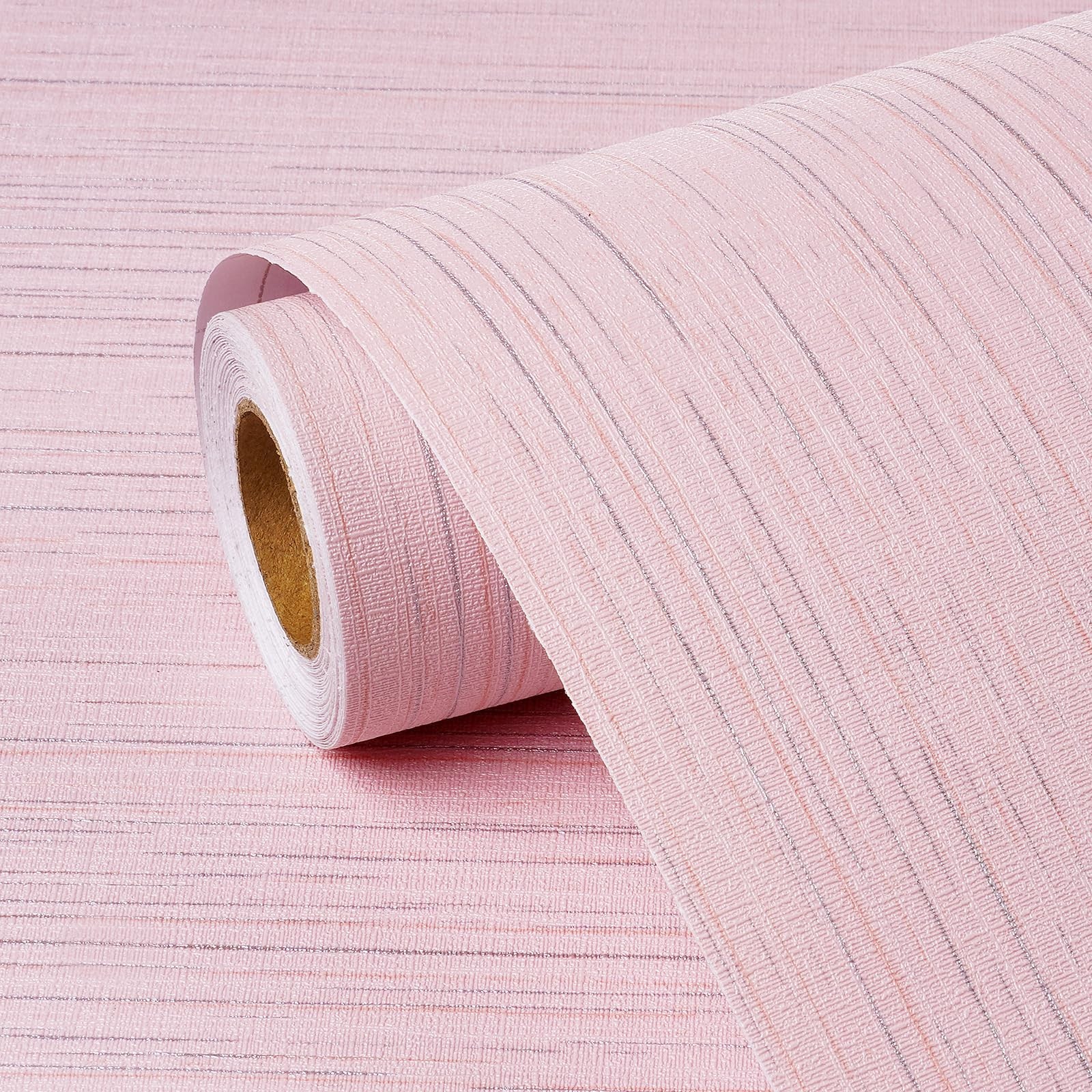 FunStick Grasscloth Peel and Stick Wallpaper Textured Pastel Pink Wallpaper R…