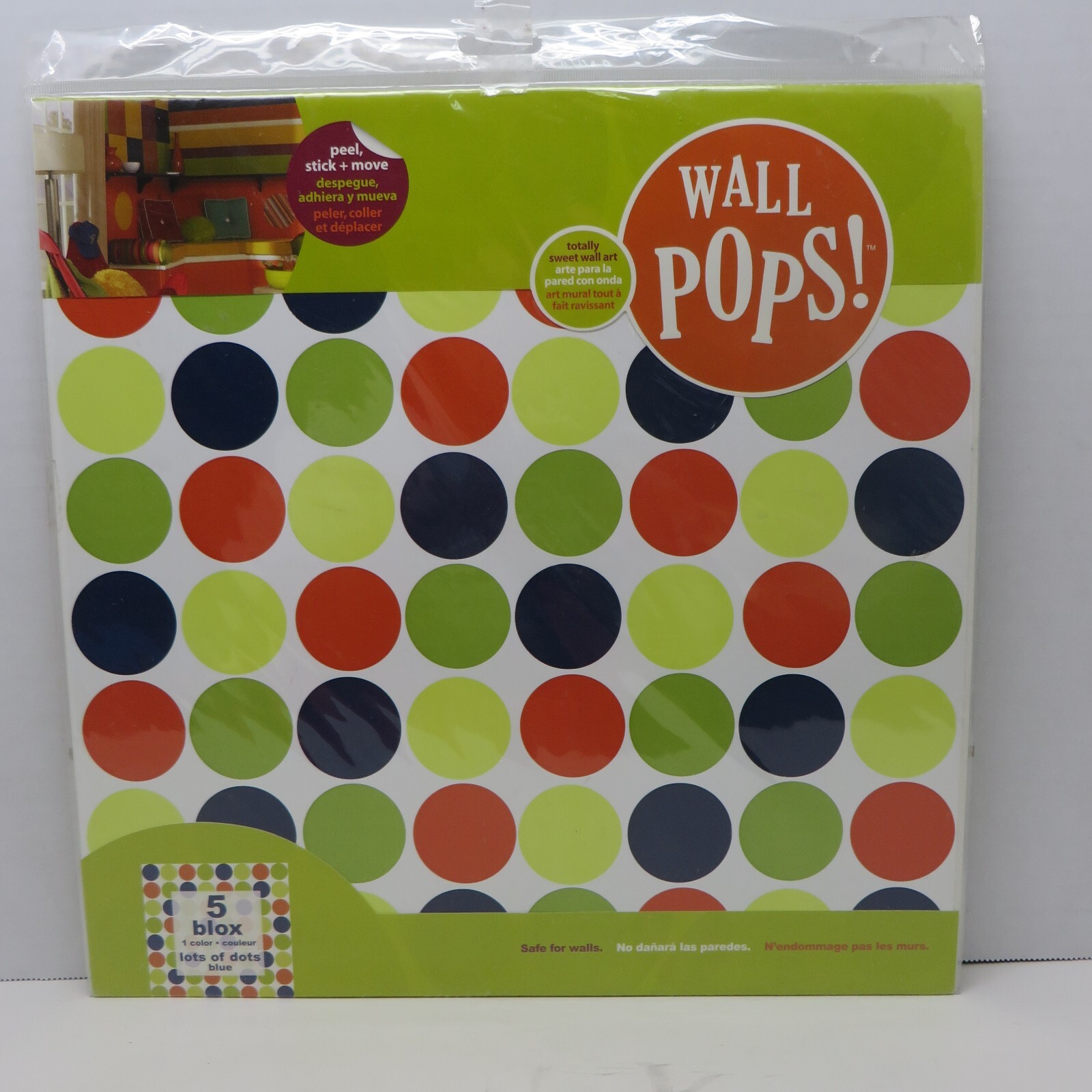 Wall Pops Lots of Dots Blue Squares Stickers Decals WPB90240 LOT OF 3 NIP