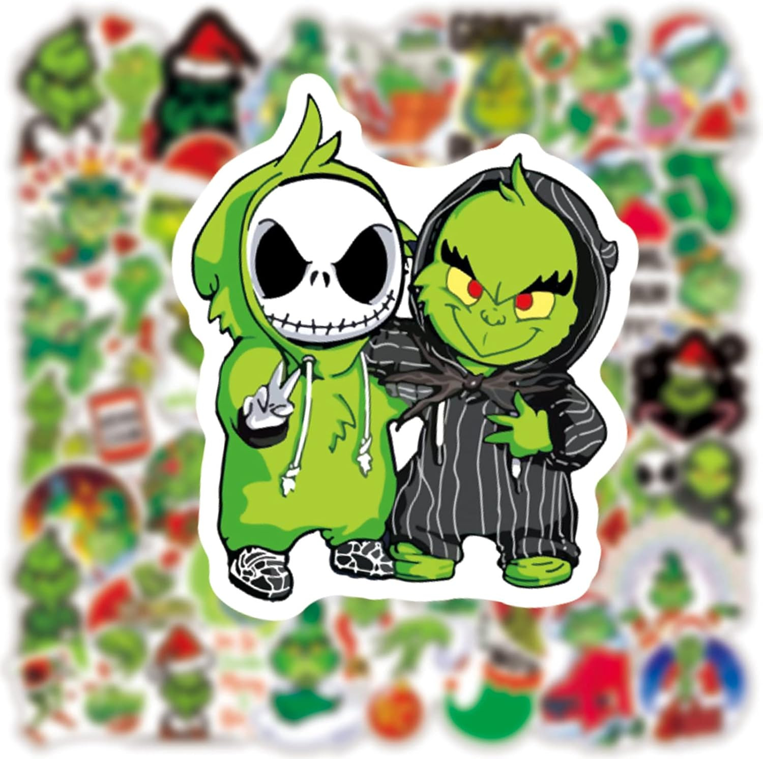 Christmas Theme Grinch Stickers for Kids Teens, 50Pcs Waterproof Vinyl Sticke…
