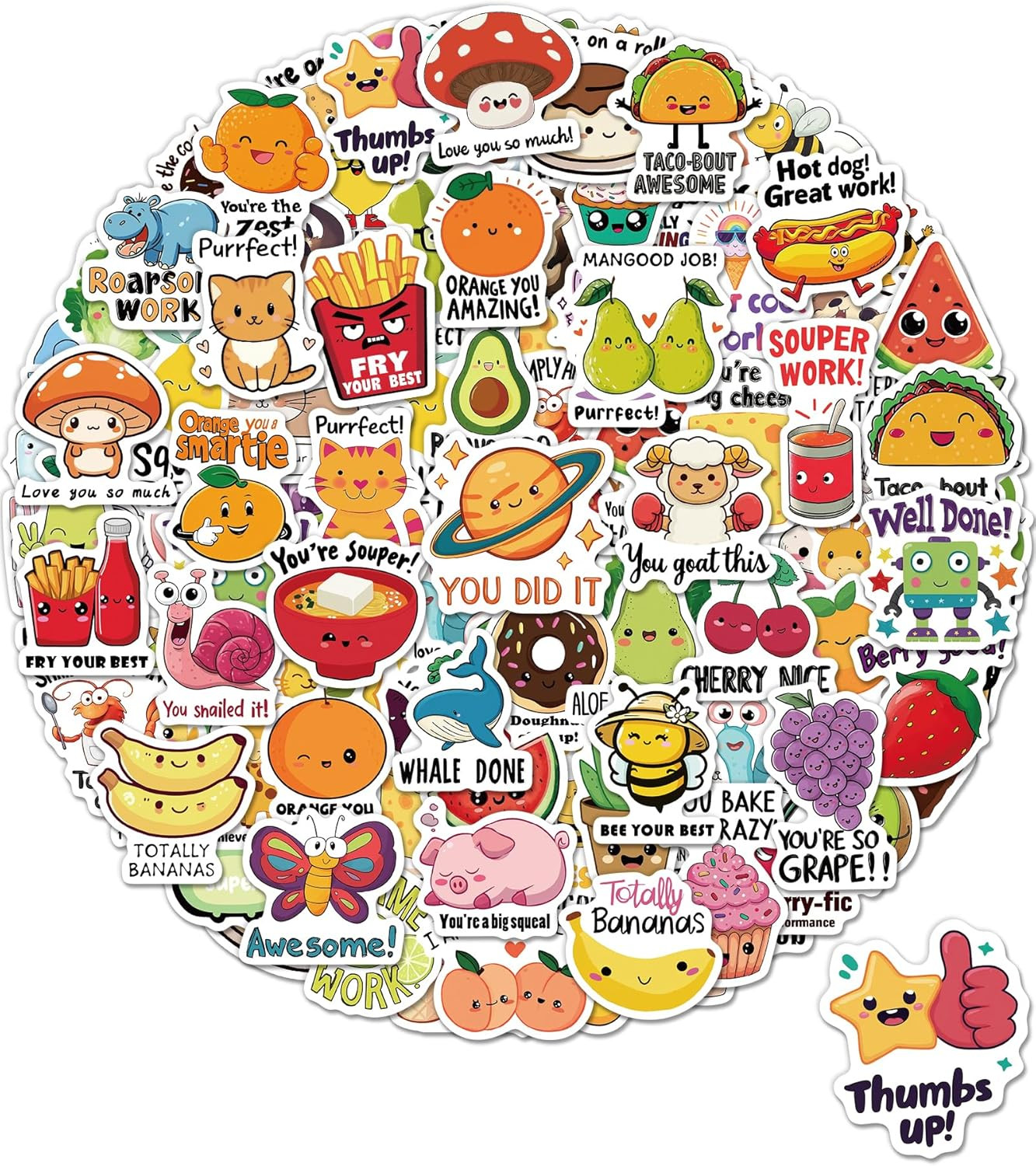 100 Pcs Cute Stickers for Kids, Water Bottle Stickers for Kids Waterproof, Vinyl