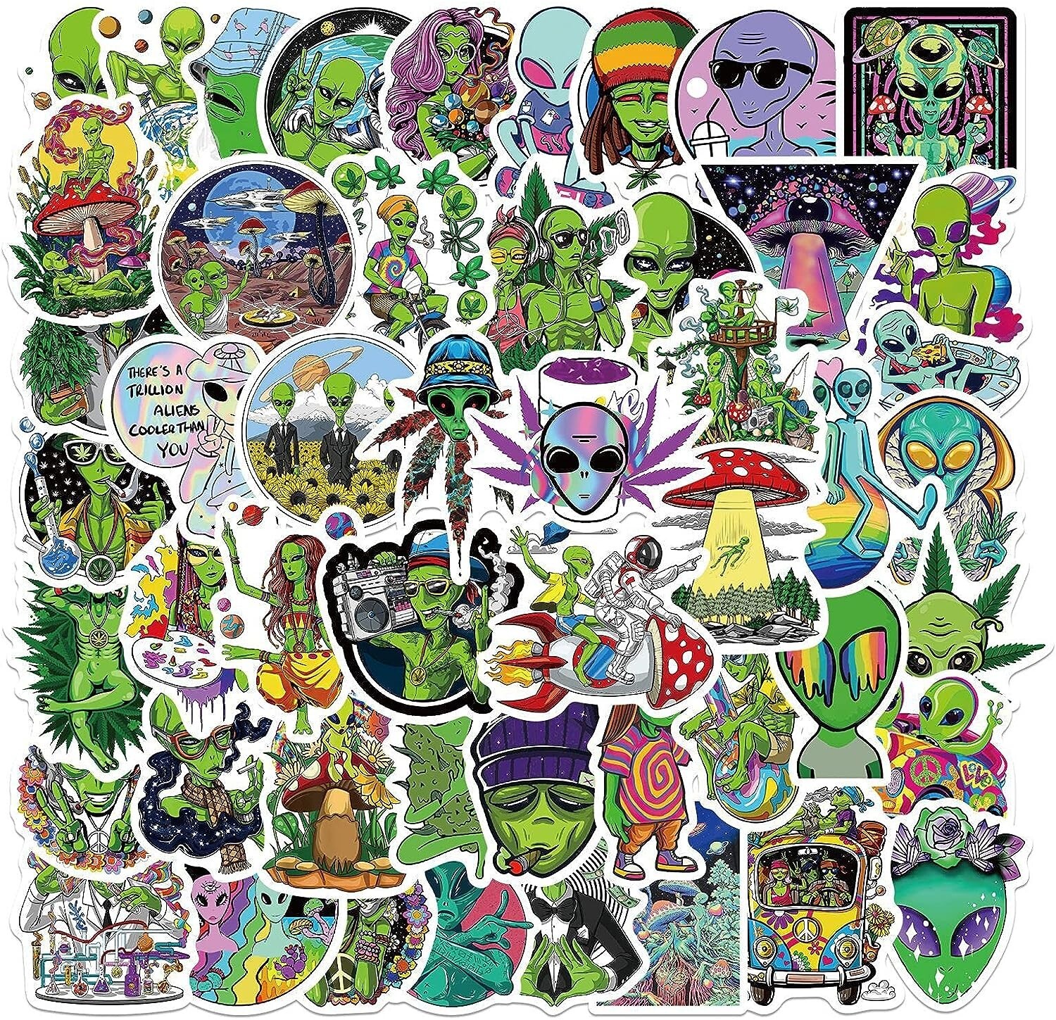 200pcs Weed Stickers 420 Funny cannabis Character Smoking Marijuana Hippie Decal