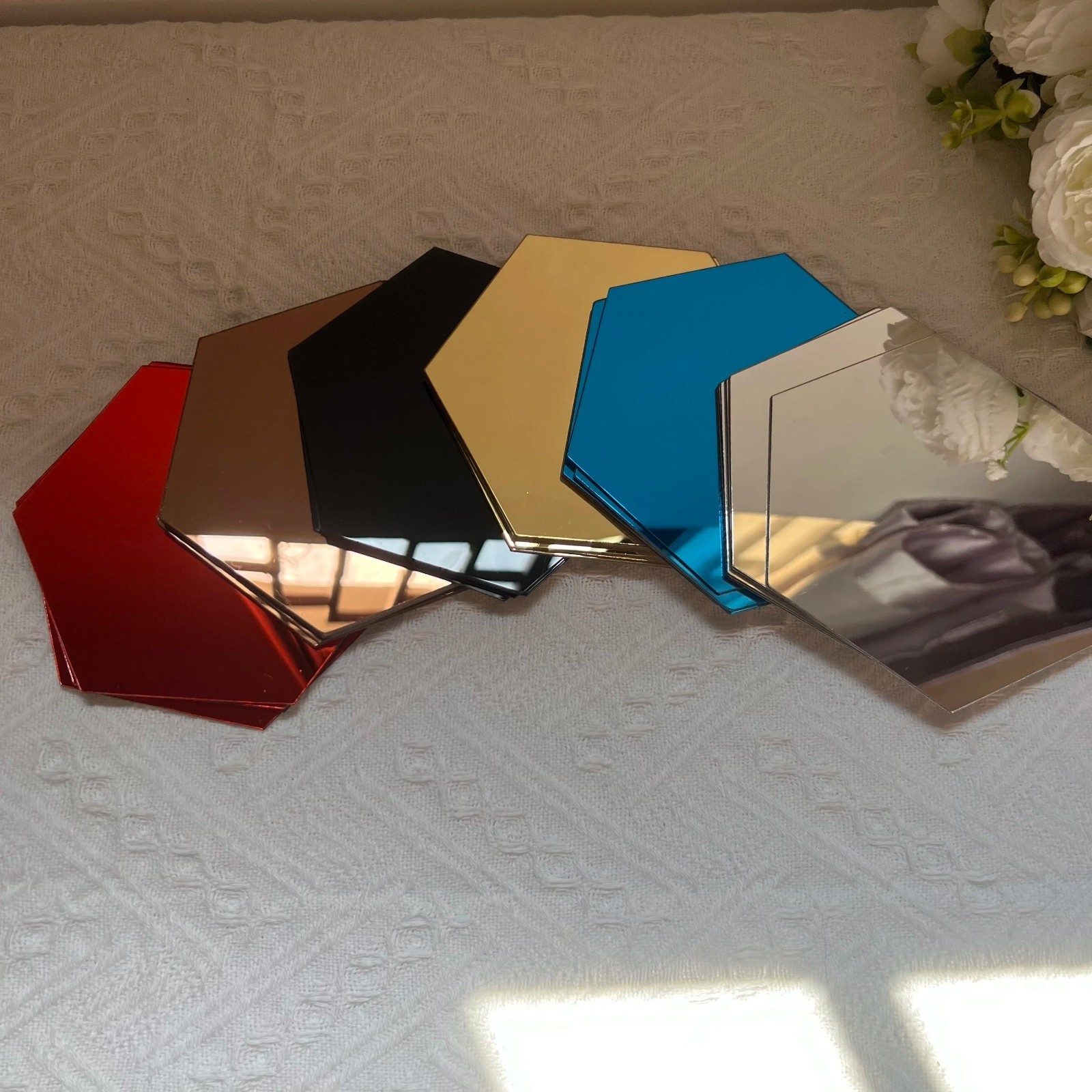 Hexagon 3D Acrylic Mirror Wall Stickers DIY Self-Adhesive 6/12PC Home Decoration