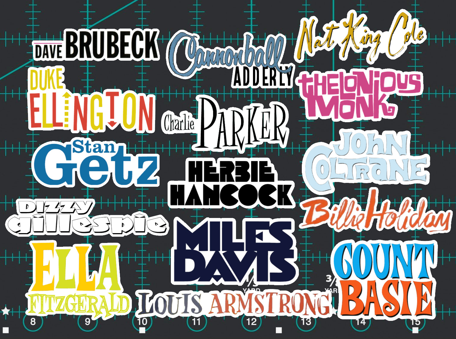 15 Jazz Logo Stickers -Clear, Holographic, or White – Miles Davis Monk Blue Note