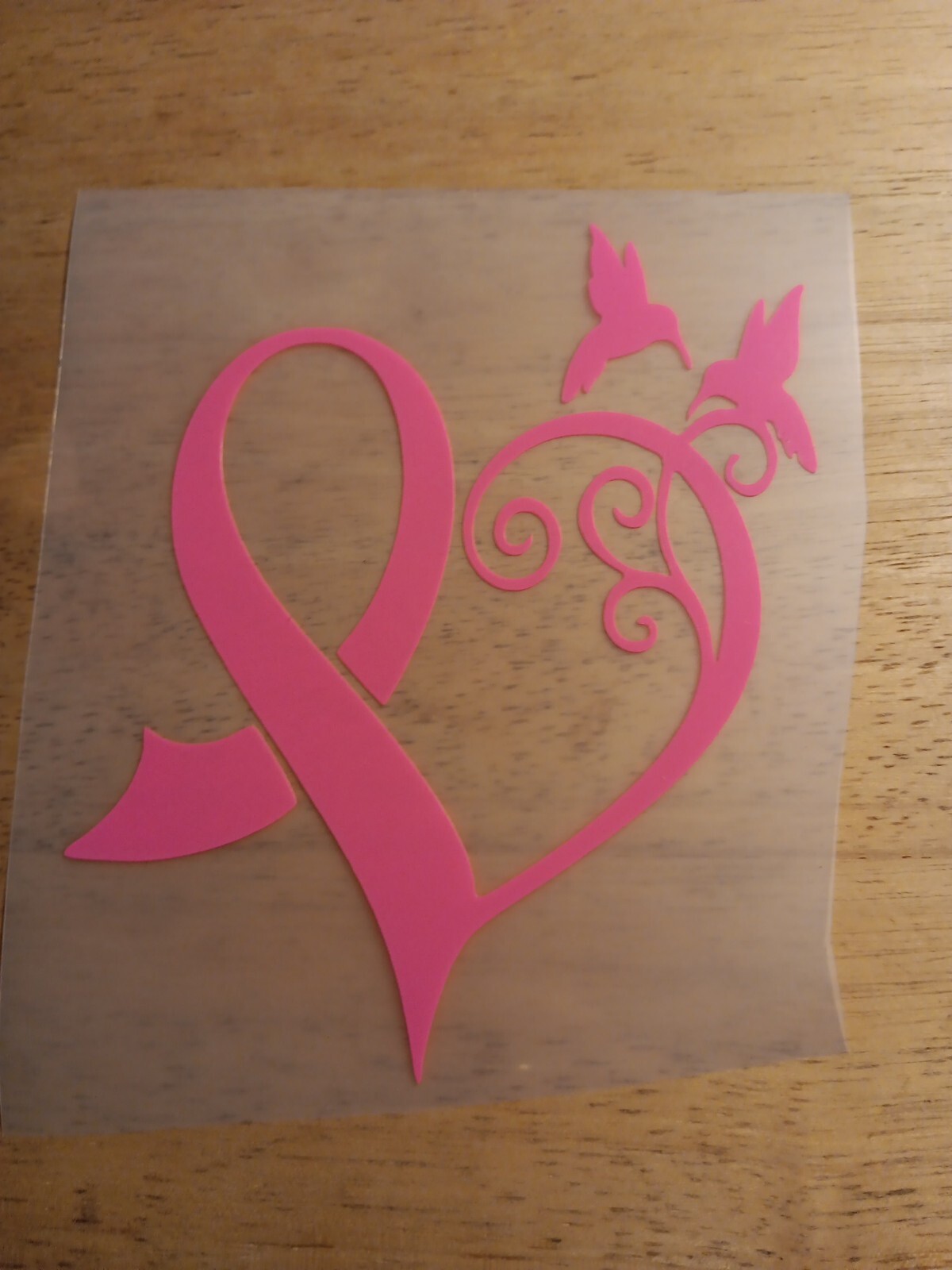 Hummingbird Breast Cancer Heart Decal