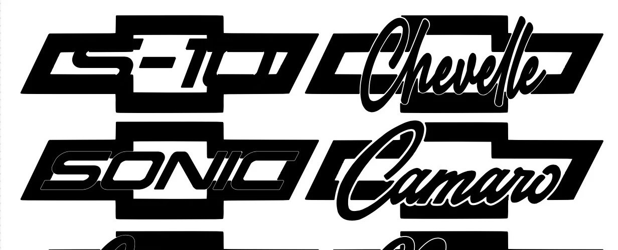 Custom Chevy Bowtie w/Car Models Vinyl Decal Many Sizes & Colors