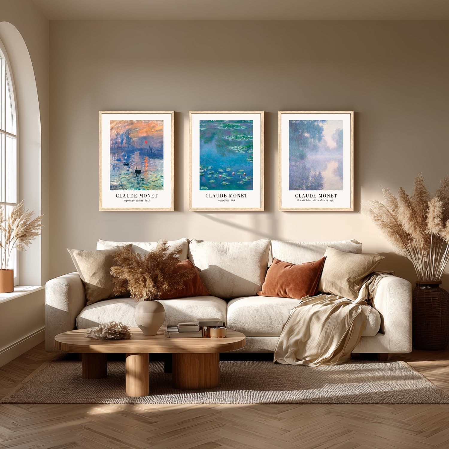 Cyebmo Vintage Botanical Wall Art Set of 3, Claude Monet Water Lilies Art Pri…