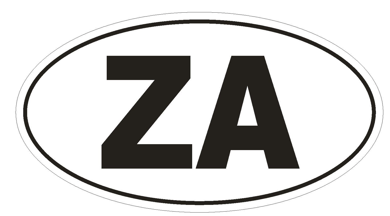 ZA South Africa Country Code Oval Bumper or Helmet Sticker D946