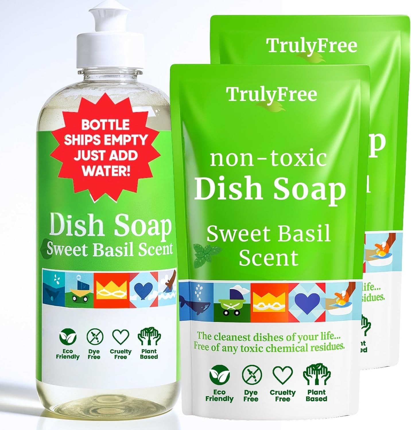 Truly Free Non Toxic Dish Soap | Natural Concentrated Dishwashing Liquid – Sweet