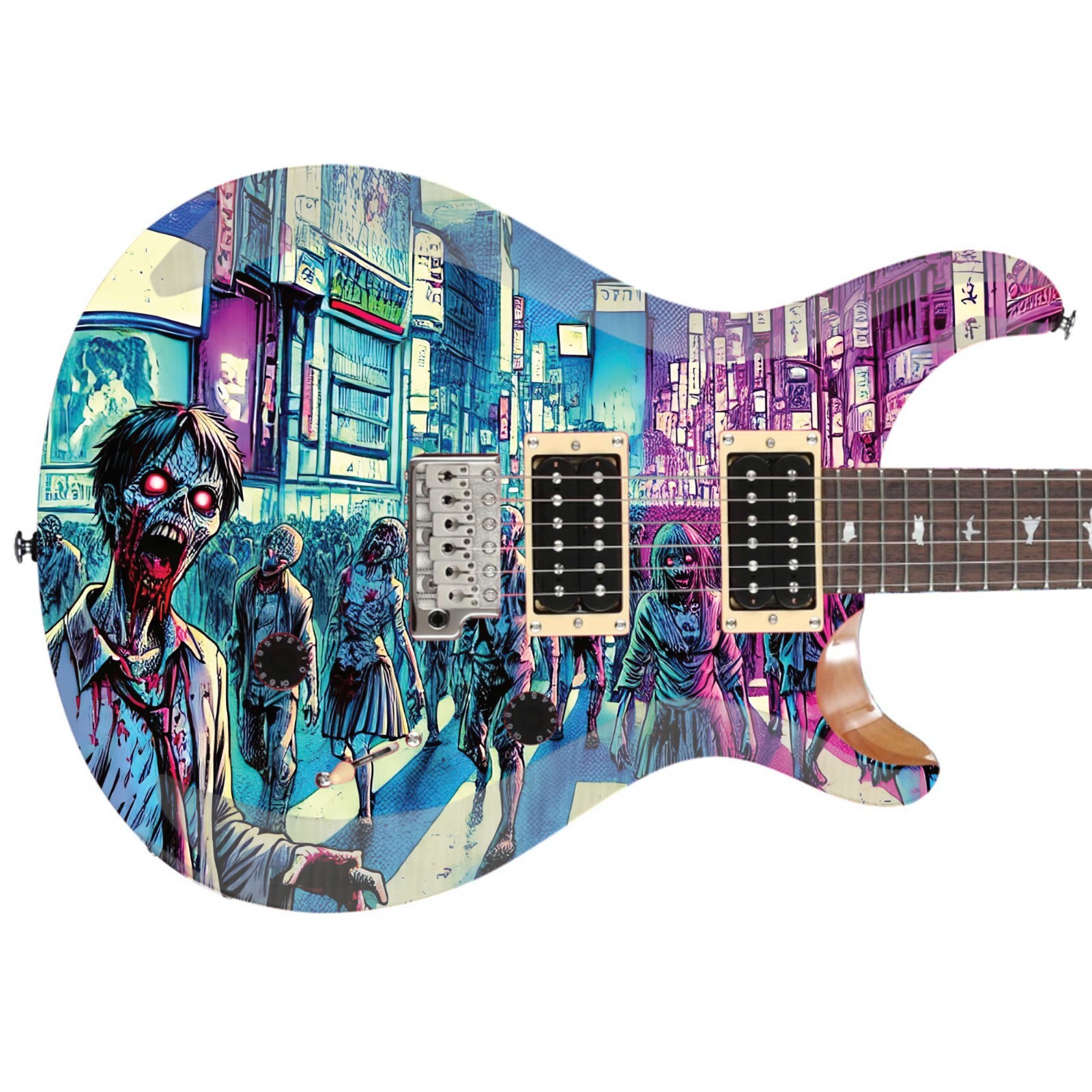 Guitar or Bass Custom Skin Wrap 'Tokyo Zombie Horde' Manga Style Printed Graphic