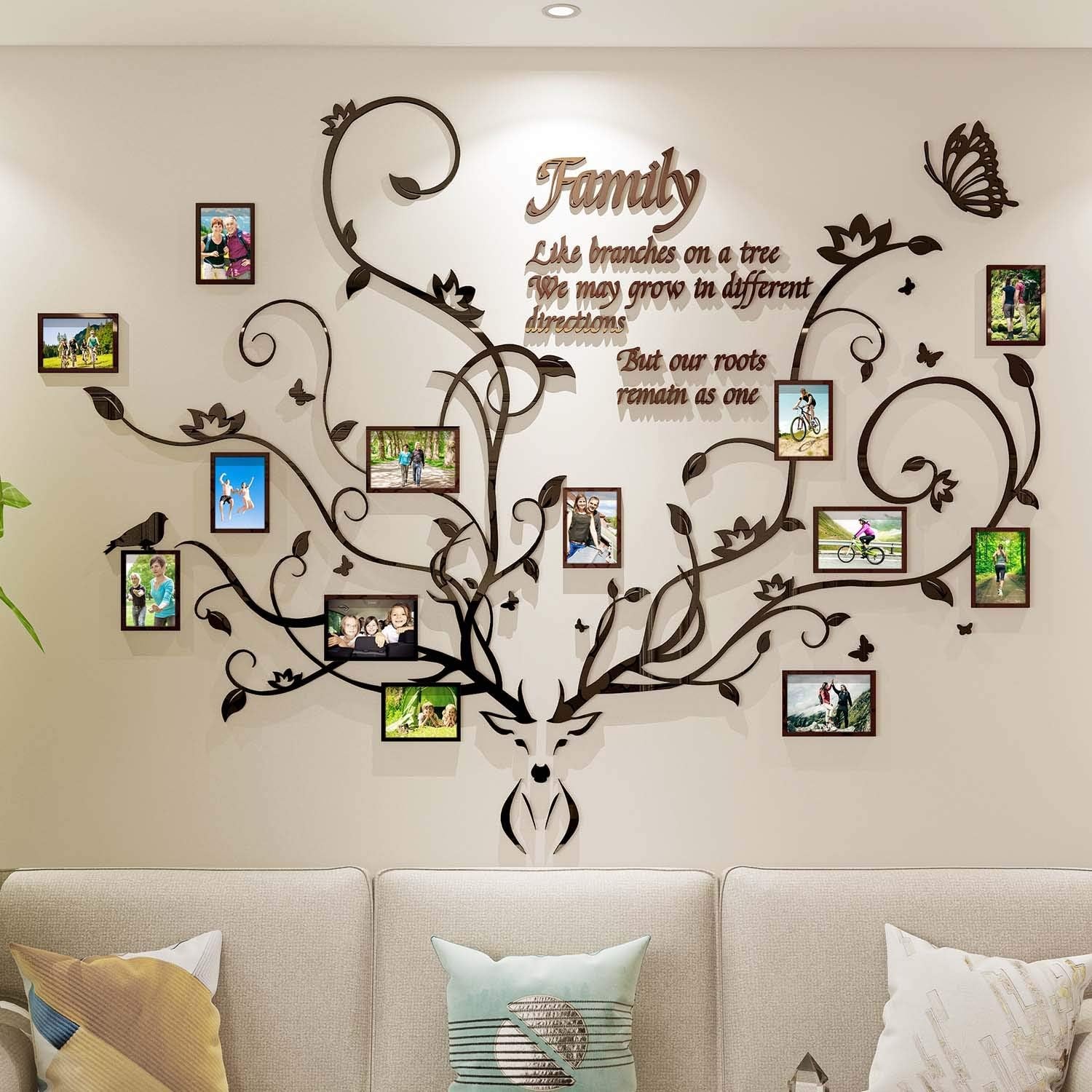 DecorSmart Antlers Family Tree Wall Decor for Living Room Picture Frame Collage