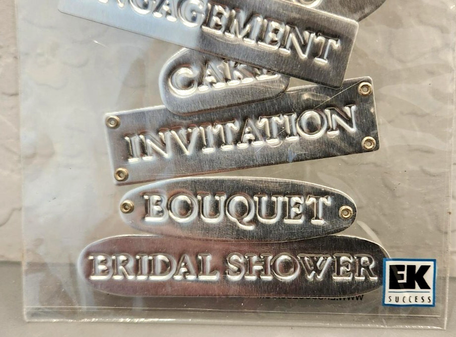 New! Inspirables! (7) Chrome Metal Tags / Stickers! ~Engagement ~Wedding ~Love