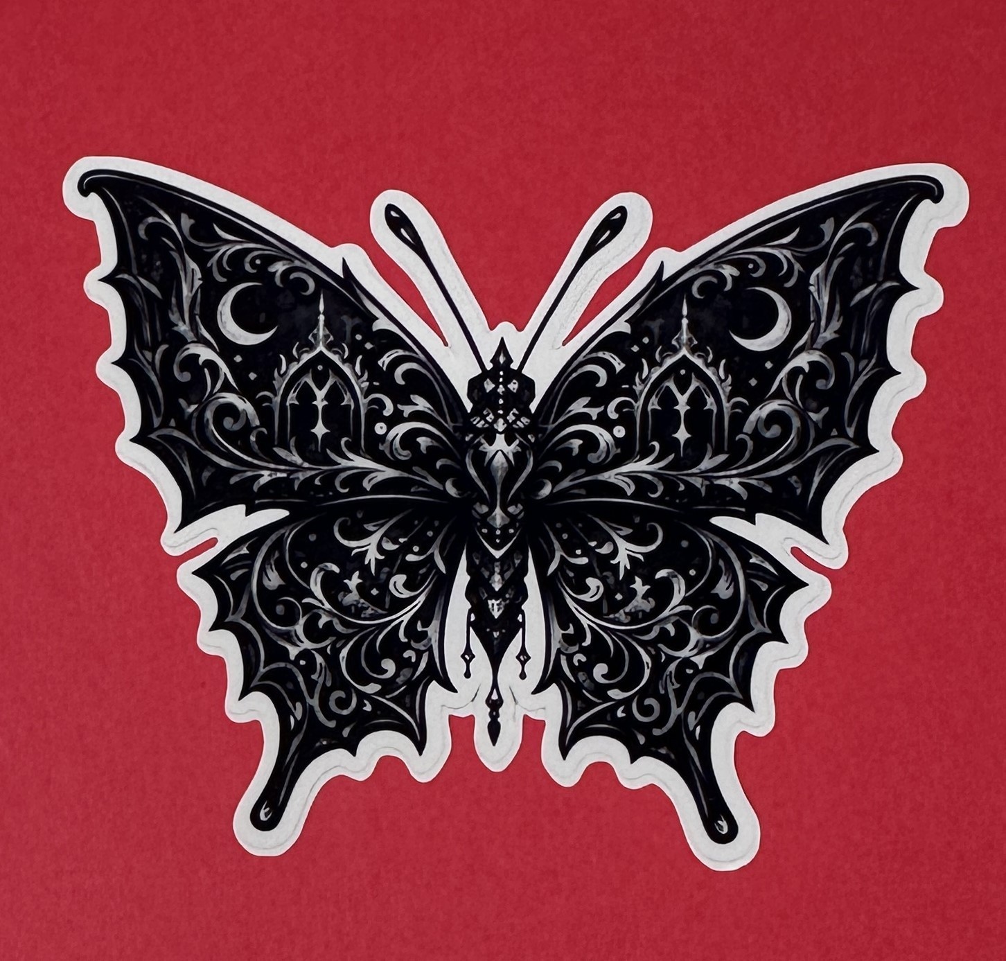 3 inch Gothic Black Butterfly Vinyl Sticker Dark Academia Moth Decal