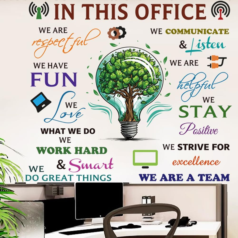 Office Inspirational Wall Decals – Positive Sayings Peel Stick Stickers, Colorfu