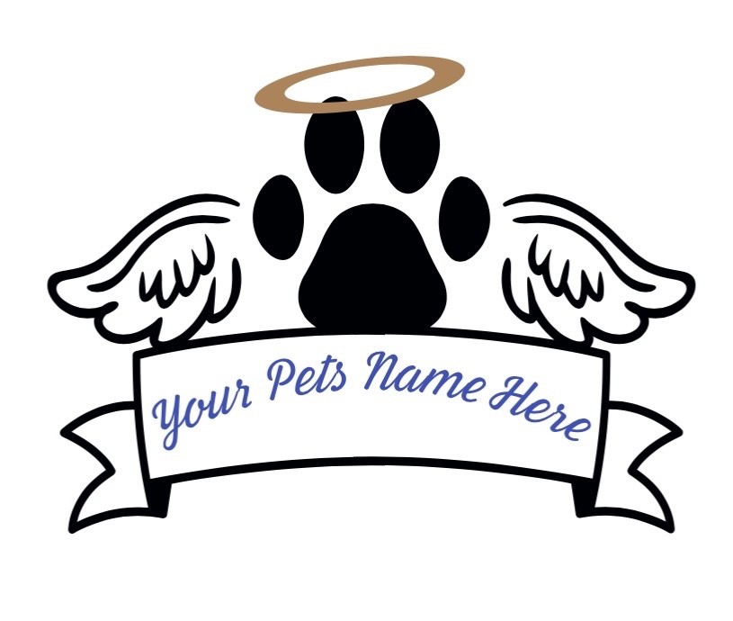 Customizable Deceased Pet Sticker ~ 5” x 4” ~ Your Pets Name in Choice Of Color