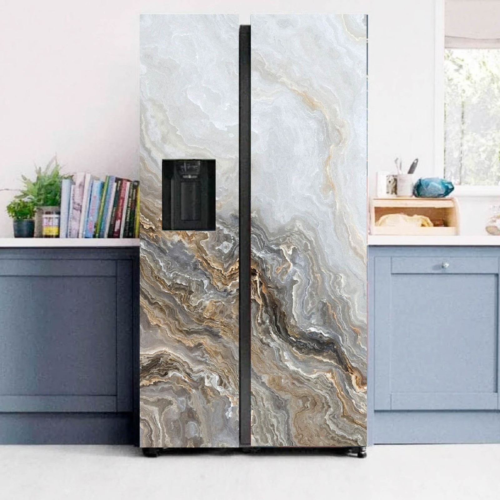 Marble Fridge Wrap Waterproof, Durable Kitchen Vinyl