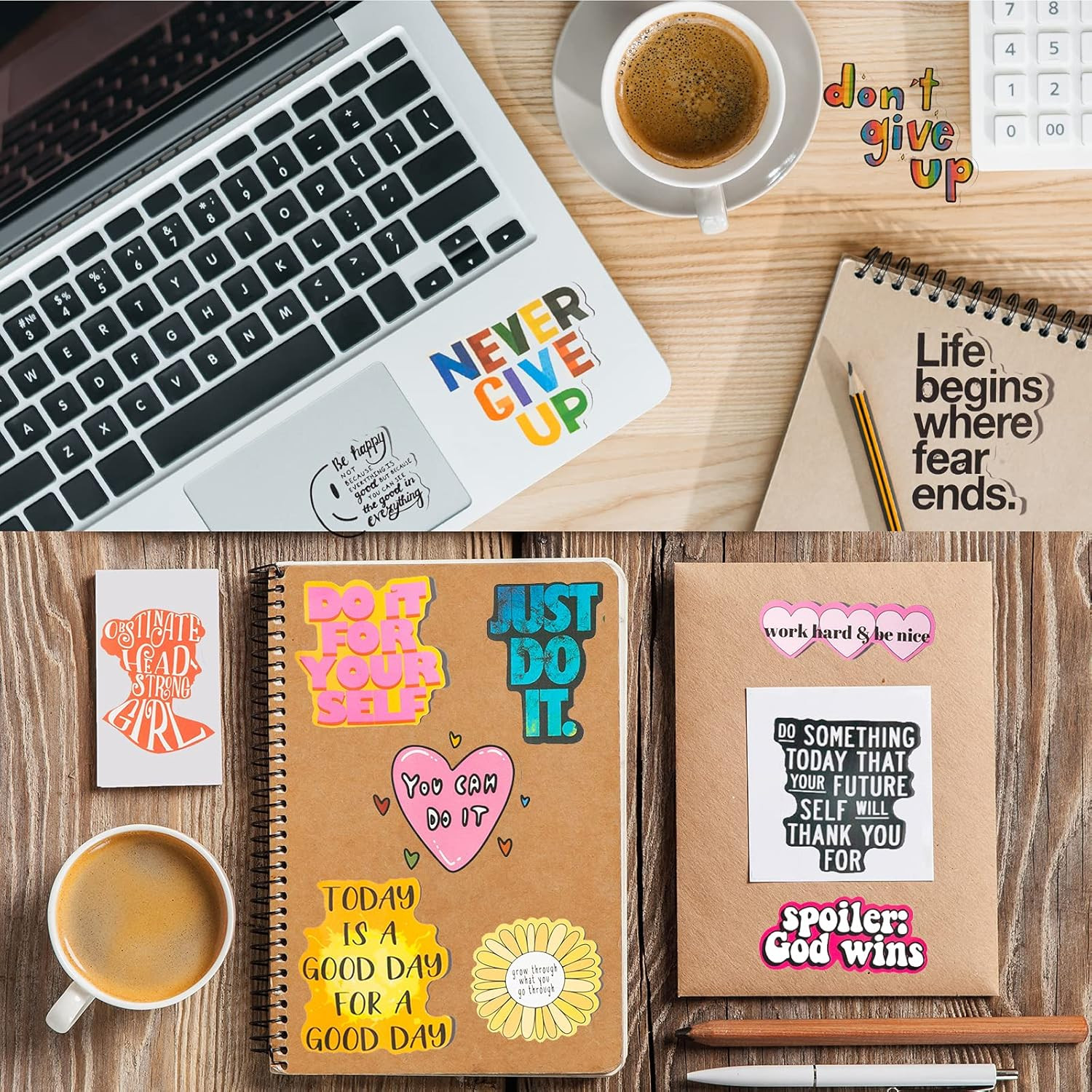 300PCS Positive Motivational Words Stickers for Adults, Waterproof Vinyl Inspira