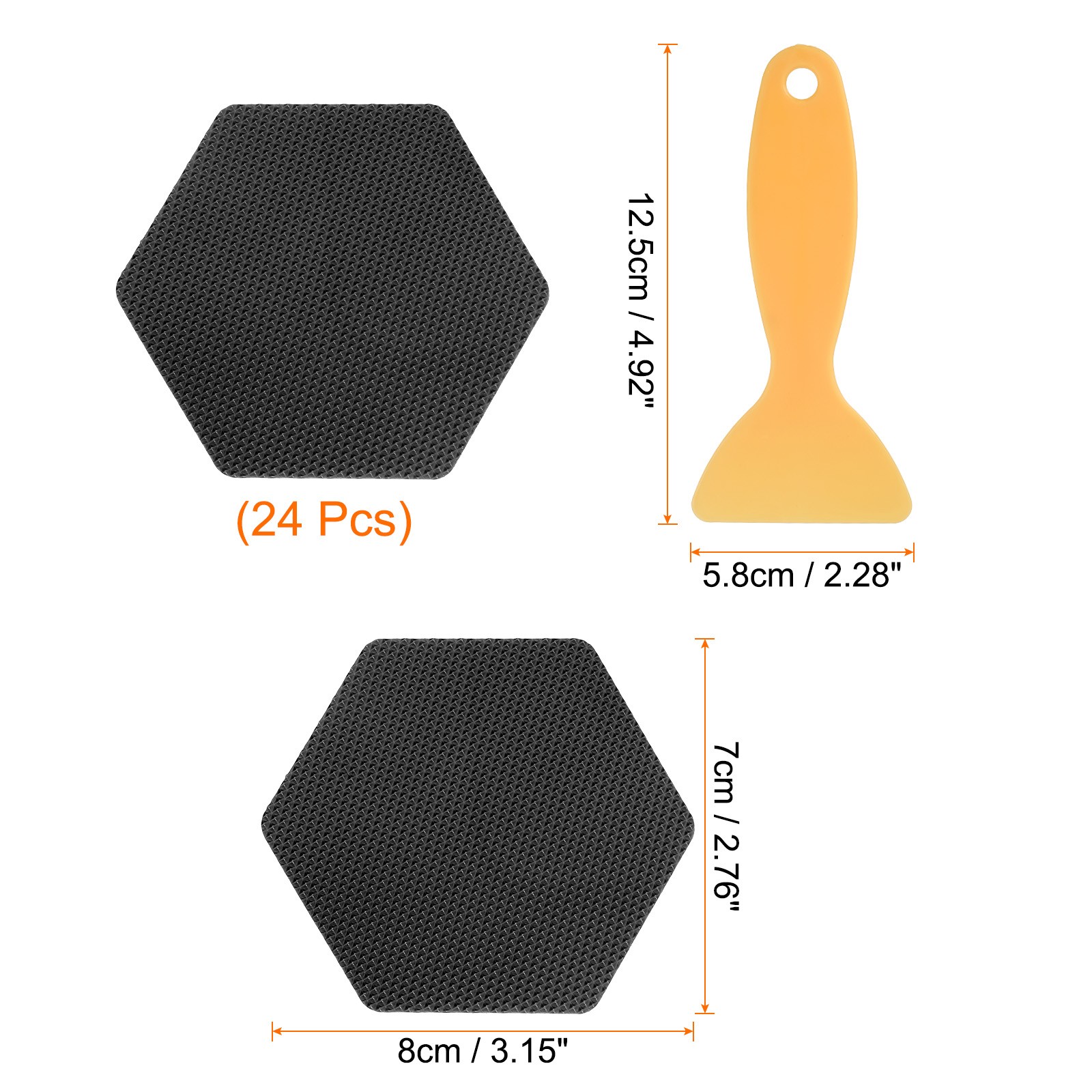 24pcs Non-Slip Bathtub Stickers Set 3.15" Hexagon Shower Sticker Black
