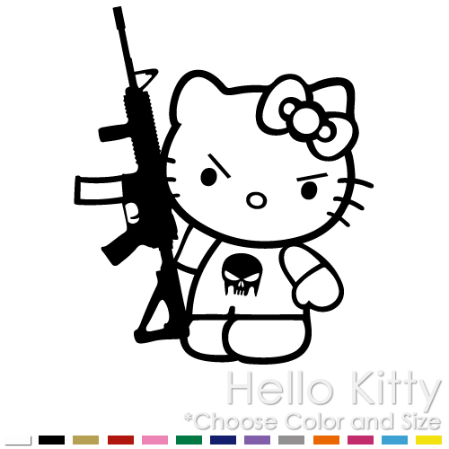 ANGRY KITTY WITH MACHINE GUN CAR WINDOW LAPTOP VINYL DECAL STICKER (HK-18)
