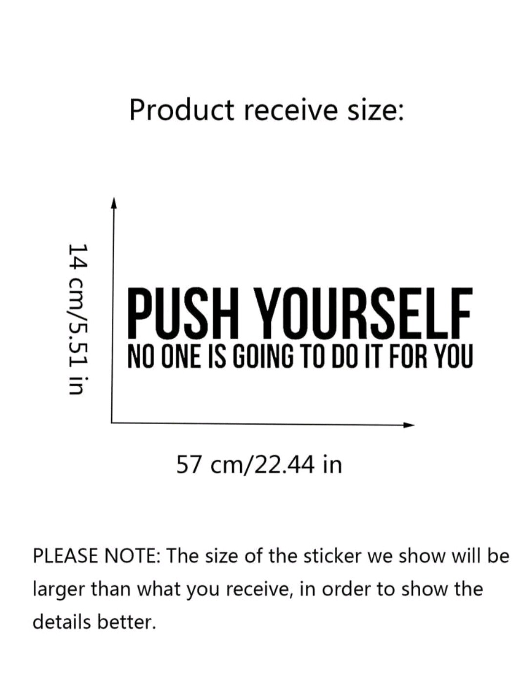Motivational vinyl wall sticker with quotes, for home office gym or bedroom