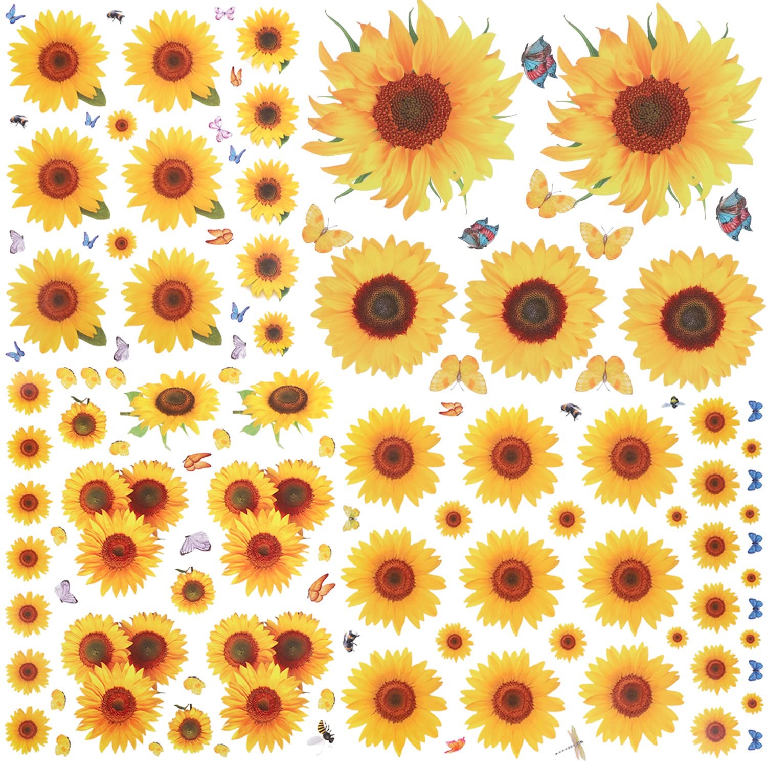 135 Pcs Sunflower Wall Sticker, Removable 3D Waterproof Decor for Kids, Mothe…