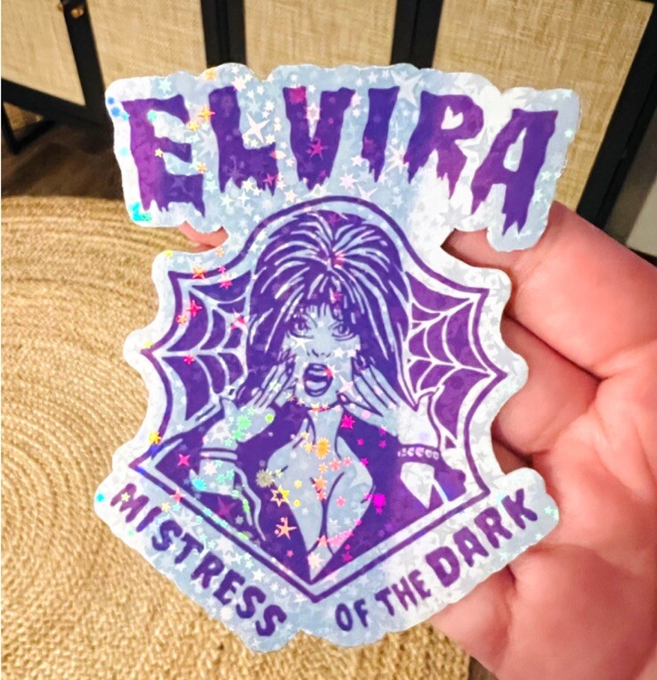 Cute Fantasy Girl Pink Bat Elf Glitter Holographic Horror Sticker Spooky Hallow