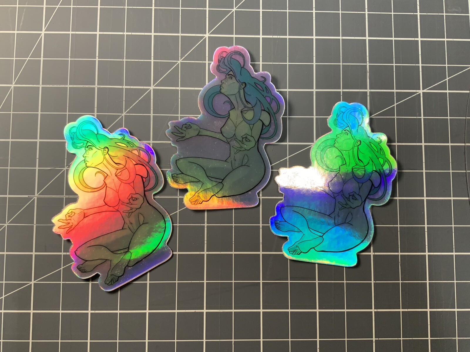 Meditate 3” Holographic￼ Vinyl Sticker Johnny Larson Street Art Mind Zen Spirit