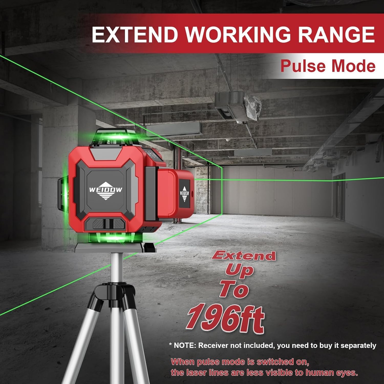 Laser Level 360 Self Leveling with Tripod,WEIDDW 4D Lazer Level,4×360° Cross Lin