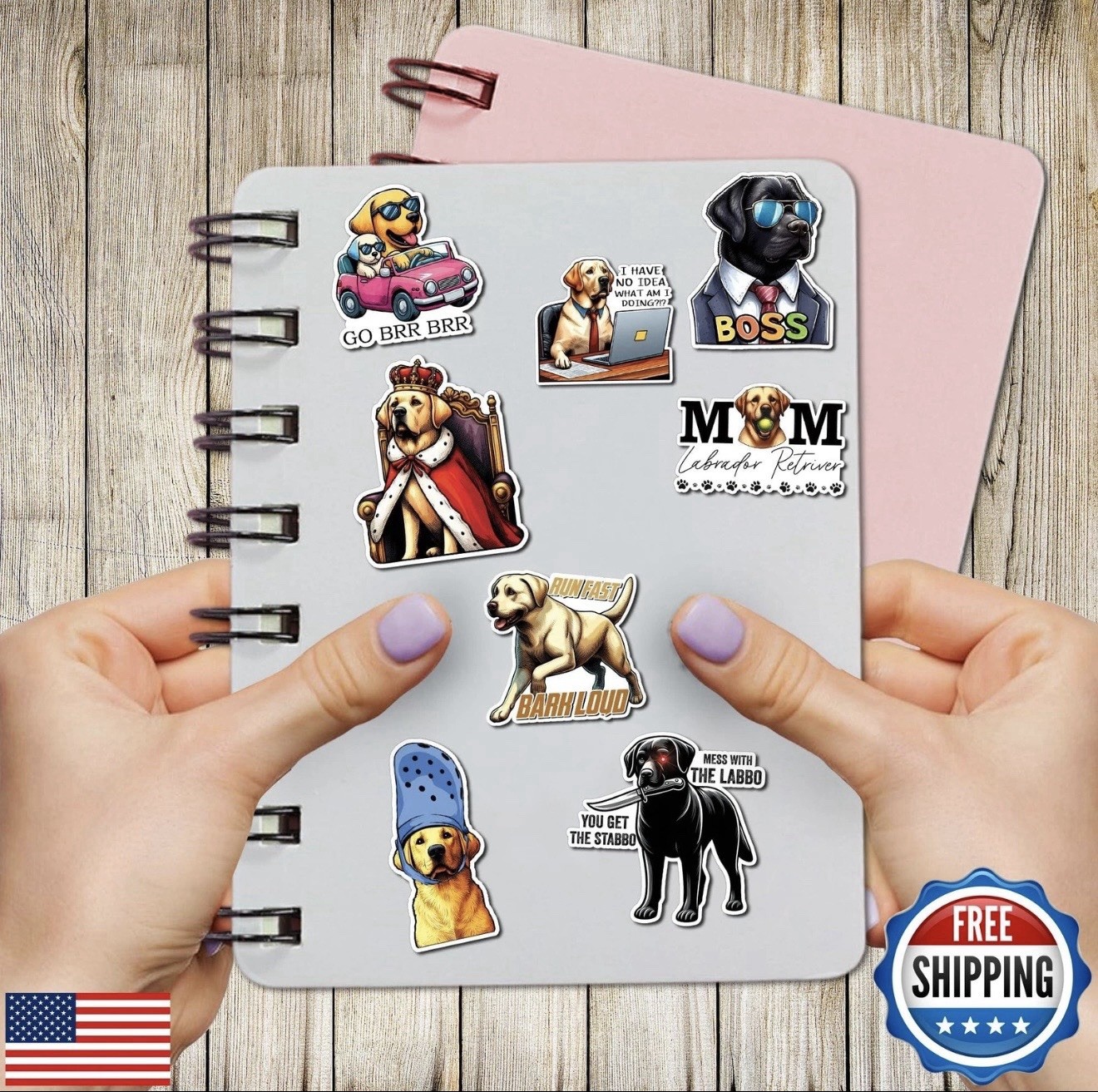 WESILY Pack 50 PCS Labrador Retriever Stickers Cute Cartoon Animals Waterproo