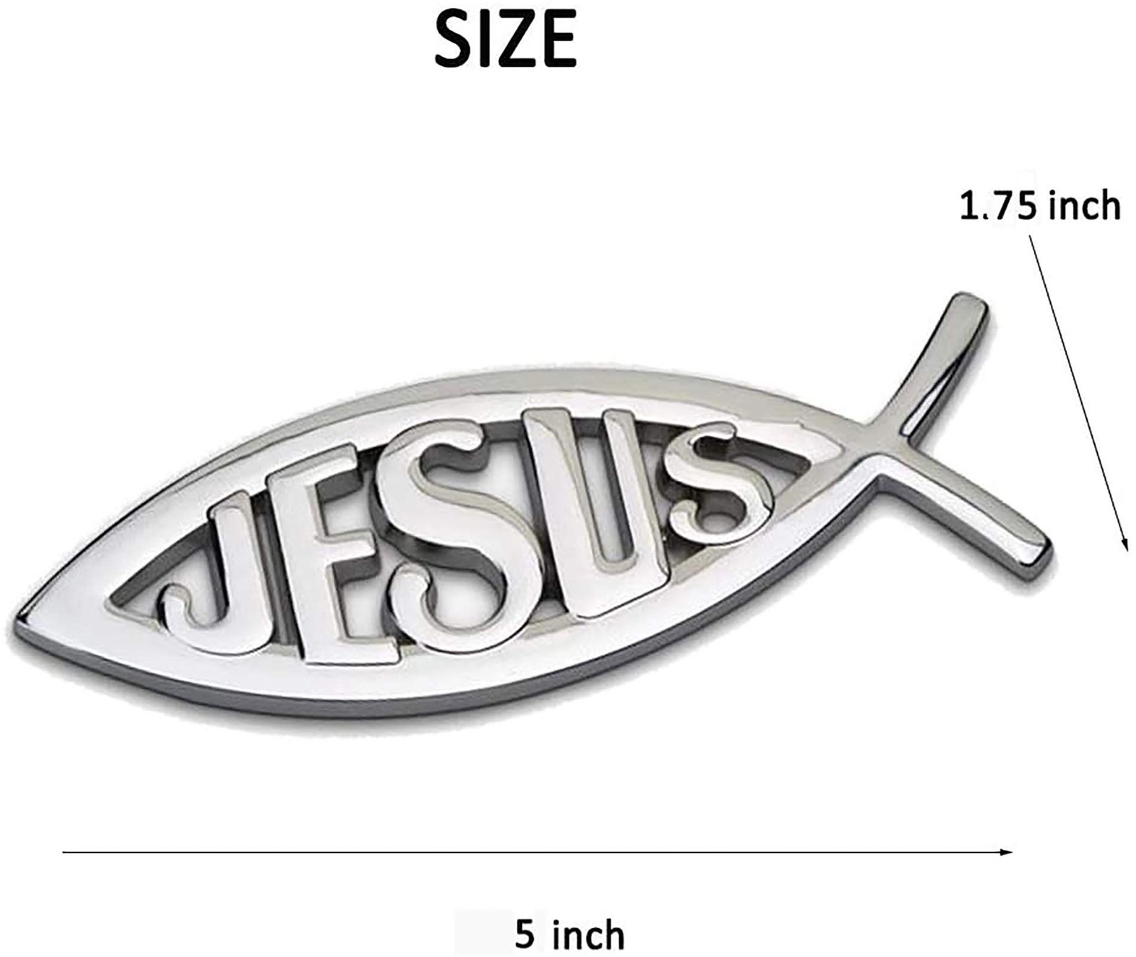 2pcs Jesus Fish Decal Sticker Silver,3D Car Chrome Decal Emblem Sticker Relig…