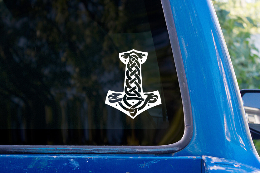 Thor's Hammer vinyl sticker decal symbol norse viking mjolnir