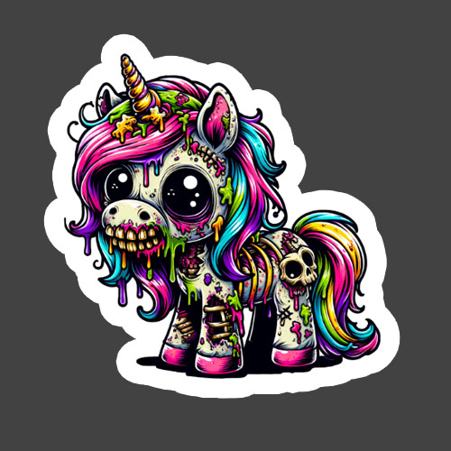 Zombie Unicorn Sticker Vinyl Decal Creepy Cute Gothic Fantasy Gift