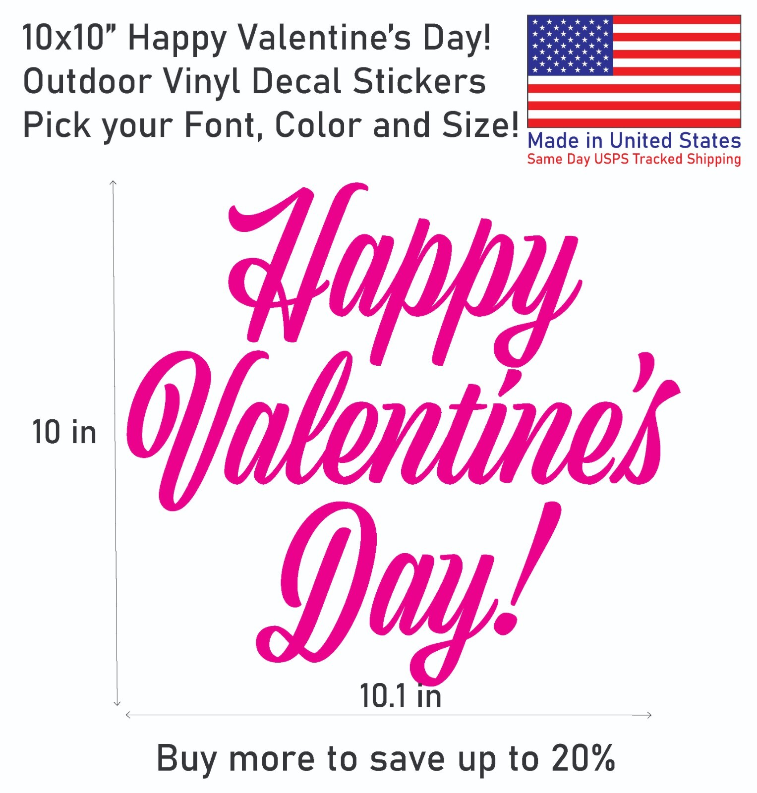 Happy Valentine's Day Font#1 Vinyl Decal Sticker – Made in US – SameDay Shipping