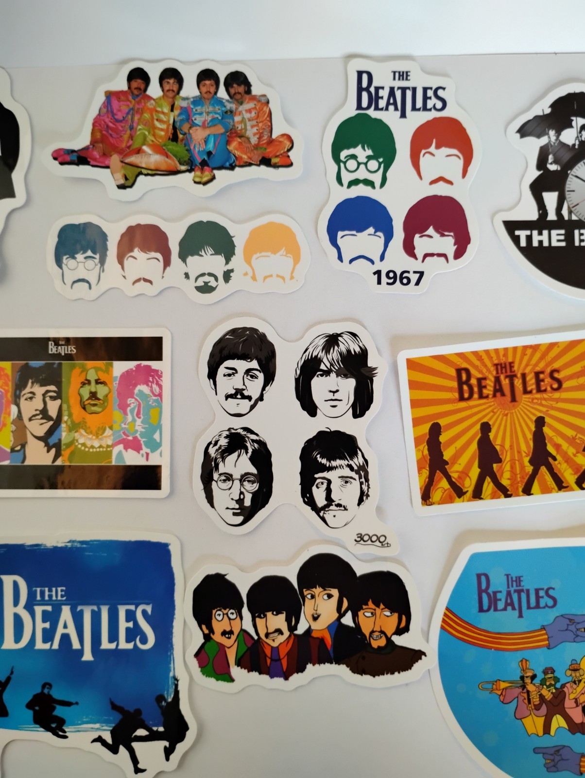 THE BEATLES Lot (14) 1 1/2" to 2 3/4" Band Logo STICKERS JOHN LENNON