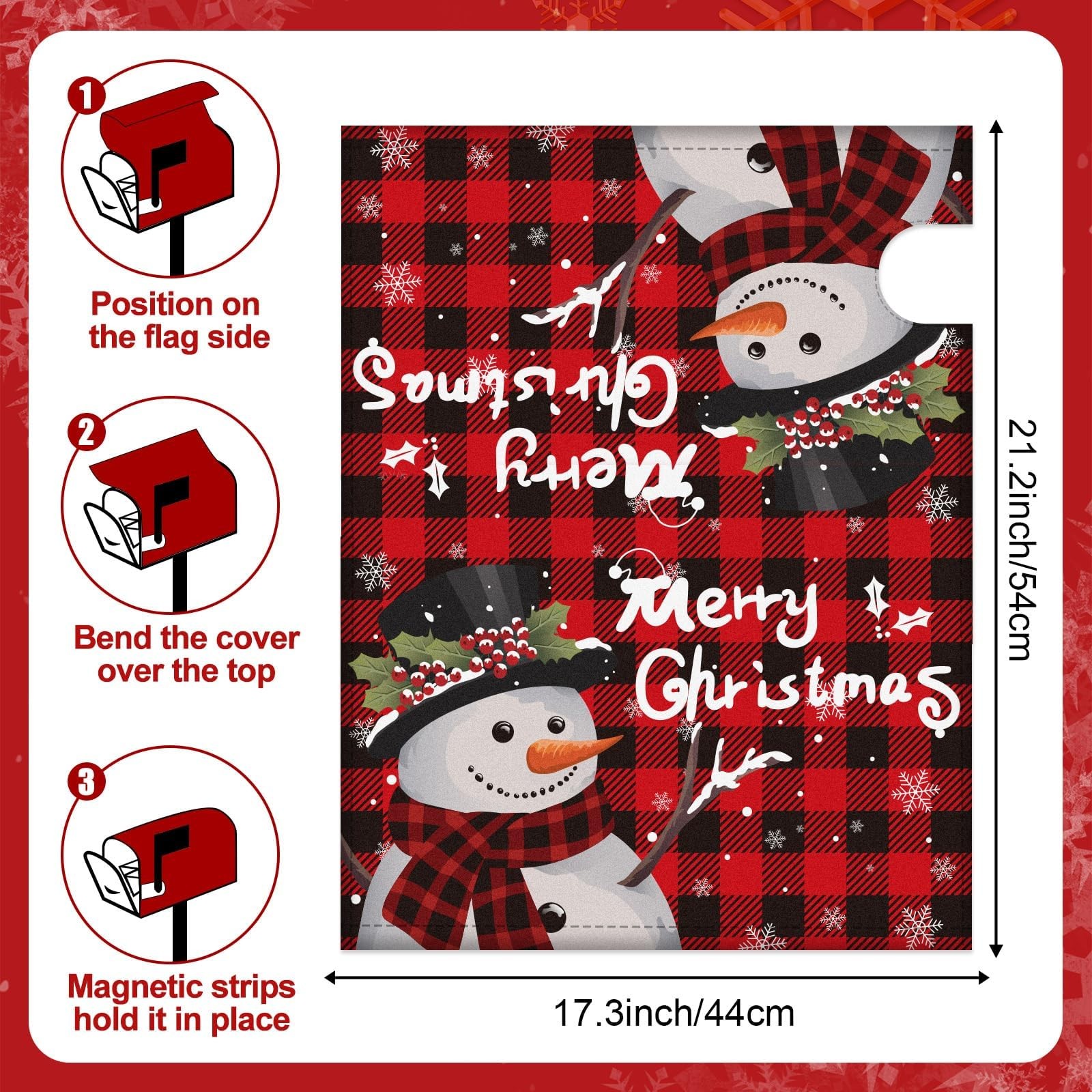 MOUNTCLIM Merry Christmas Mailbox Cover Magnetic Standard 21" x Multicolor