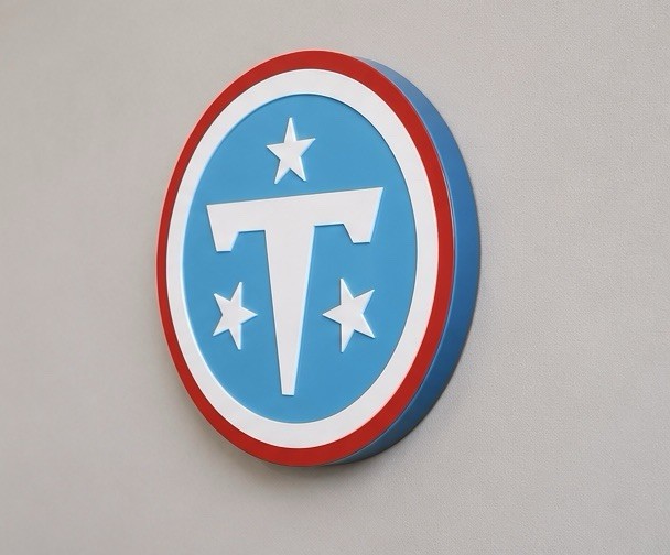 Tennessee Titans 2026 Logo Wall Decal, Blue White Red 3D Plaque, 11 x 11 in