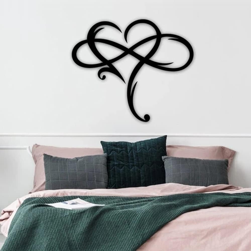 Infinity Heart Metal Wall Art – Elegant Love Sign for Home Décor 13.8"x11.4"