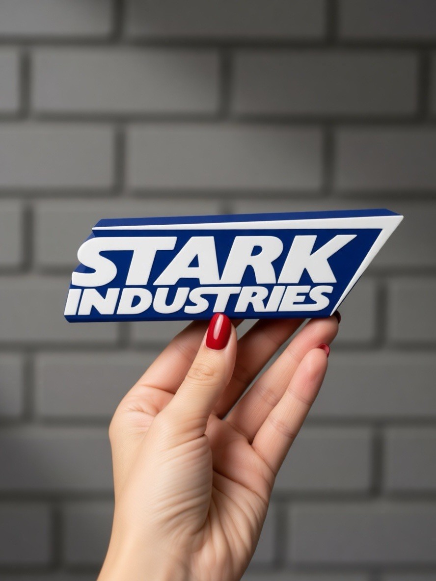 Stark Industries Logo Wall Display- Blue White, Horizontal, Adults