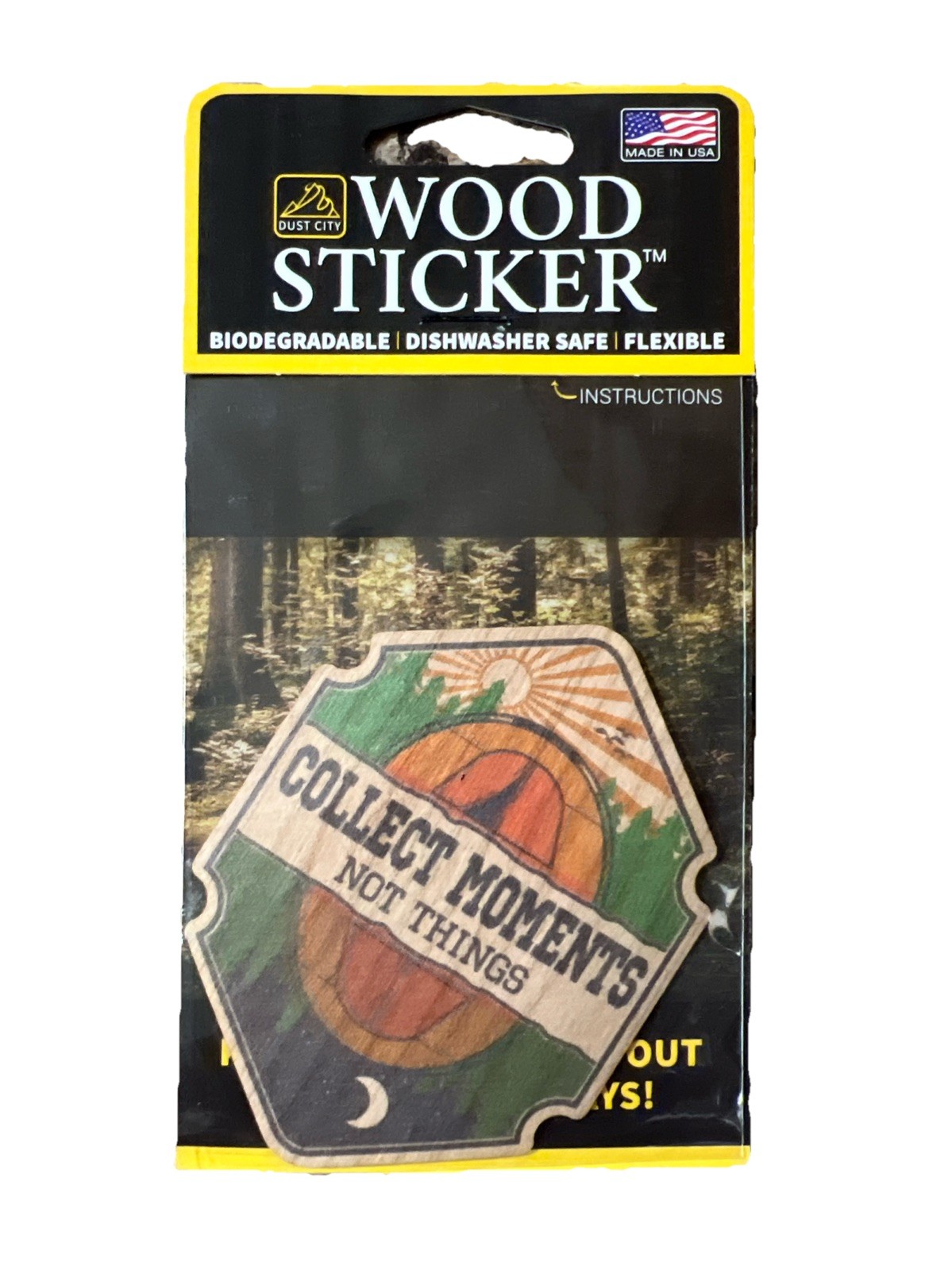 Collect Moments Not Things WOOD Sticker Dishwasher Biodegradable Dust City NEW