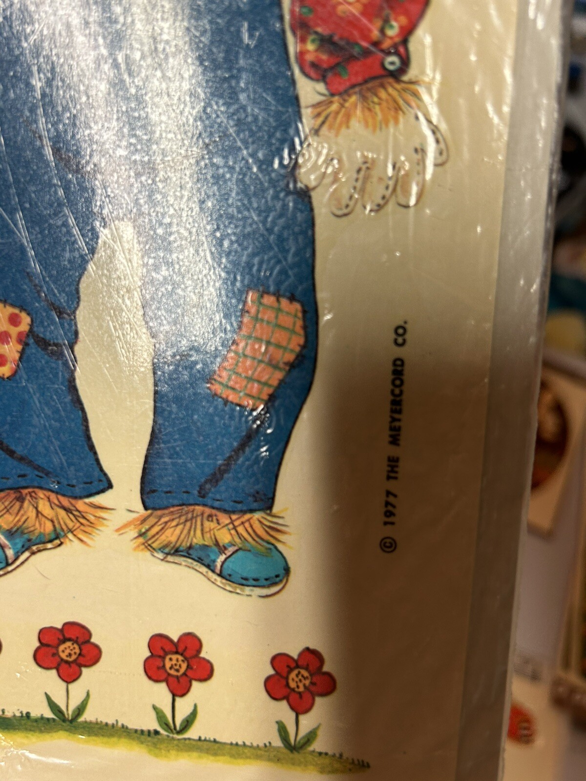 Vintage 1970's Decals Retro Scarecrows Girl In Rocking Chair Bonnet Pinafore
