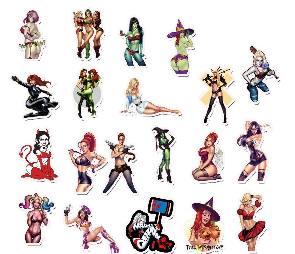 Sexy Girls Stickers for Adults,100Pcs Pinup Women Decals Pack for Laptops Skateb