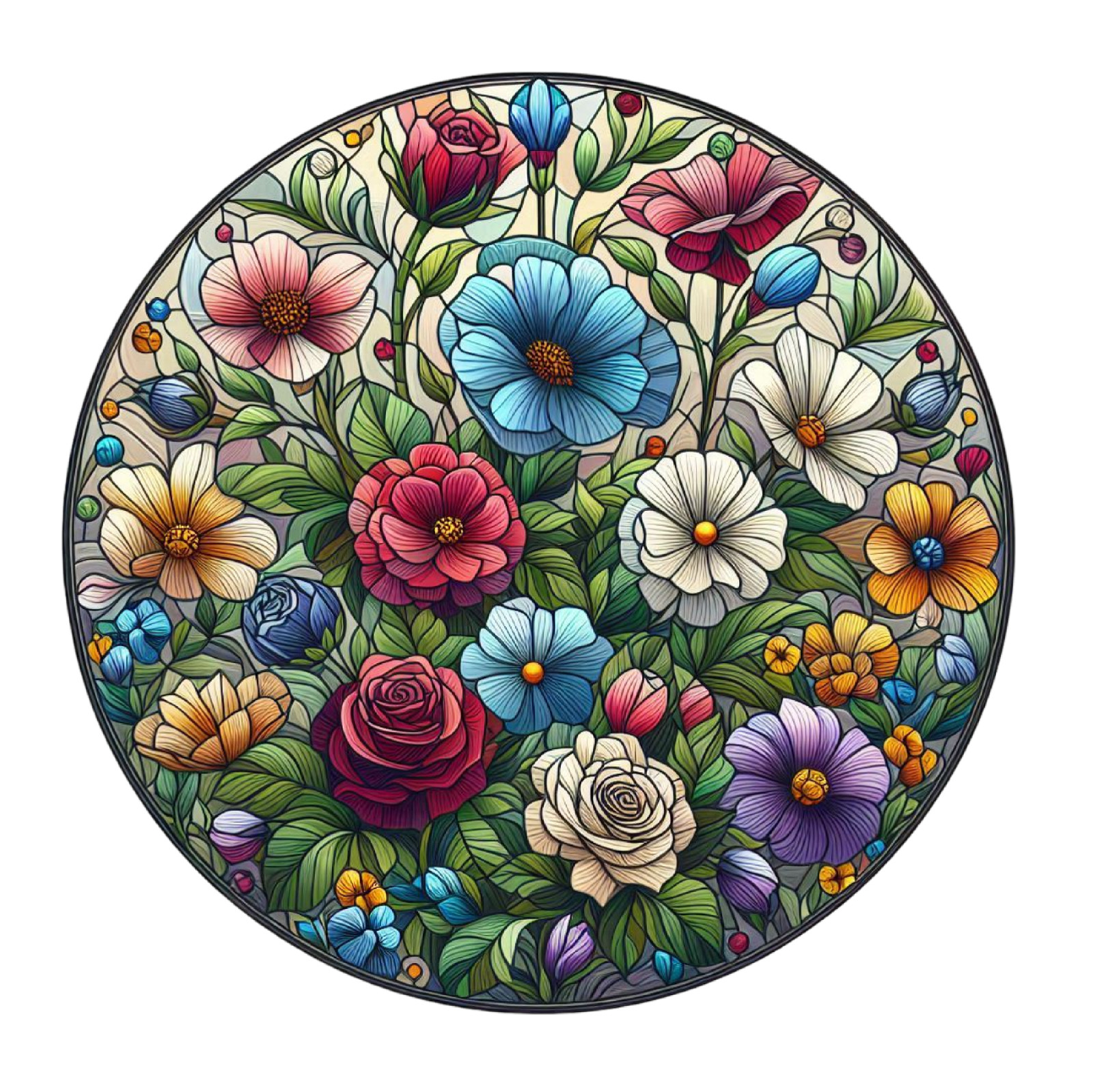 Wall decal sticker flowers stained glass wall sticker 18 x 18 cm large